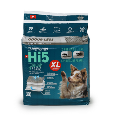Hi5 sabanillas perro XL 120x90 cm 30 unidades empaque vista frontal