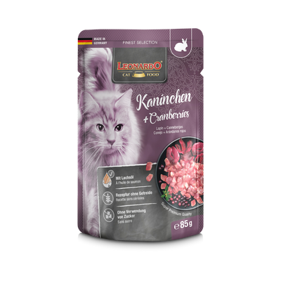 Leonardo Finest Selection conejo y arándano pouch 85 g alimento húmedo gatos
