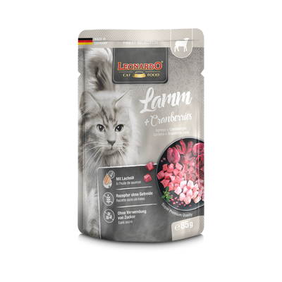Leonardo Finest Selection cordero y arándano pouch 85 g alimento húmedo gatos