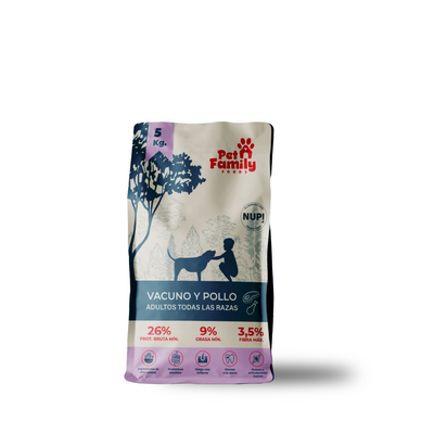Pet Family alimento seco perro adulto 5 Kg empaque frontal