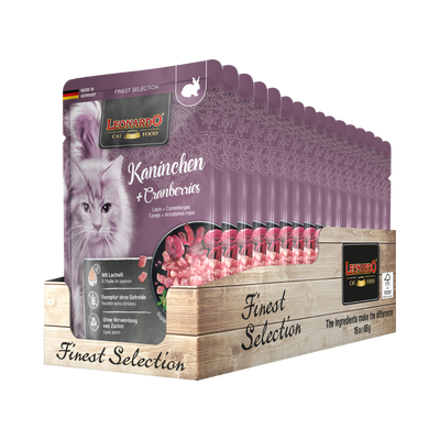 Leonardo Finest Selection conejo y arándano display 16 unidades alimento húmedo gatos
