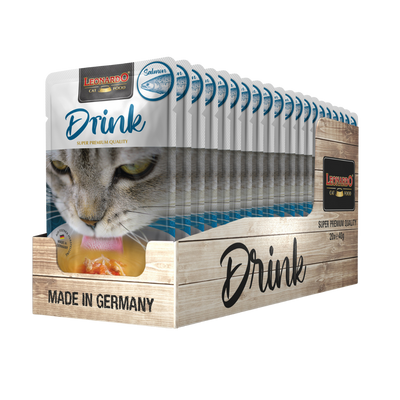 Leonardo Drink Salmon bebida complementaria para gatos display 20 unidades