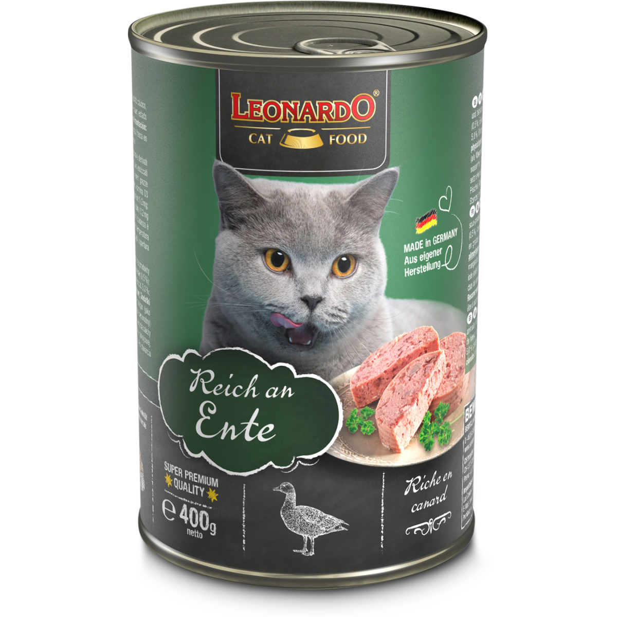 Leonardo Gato Quality Selection Pato Lata 400 Grs.