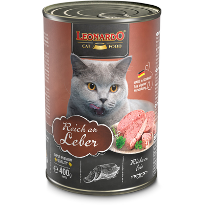 Leonardo gato Quality Selection hígado lata 400 grs alimento húmedo vista frontal