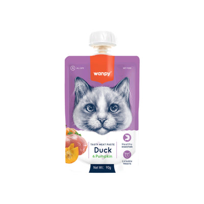 Wanpy gato Taste Meat Paste pato y calabaza pouch 90 g empaque