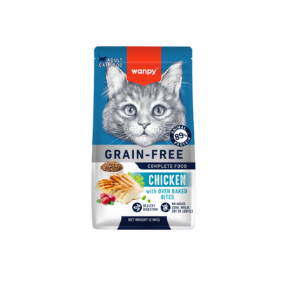 Wanpy gato adulto grain free sabor pollo 1.5 Kg empaque frontal