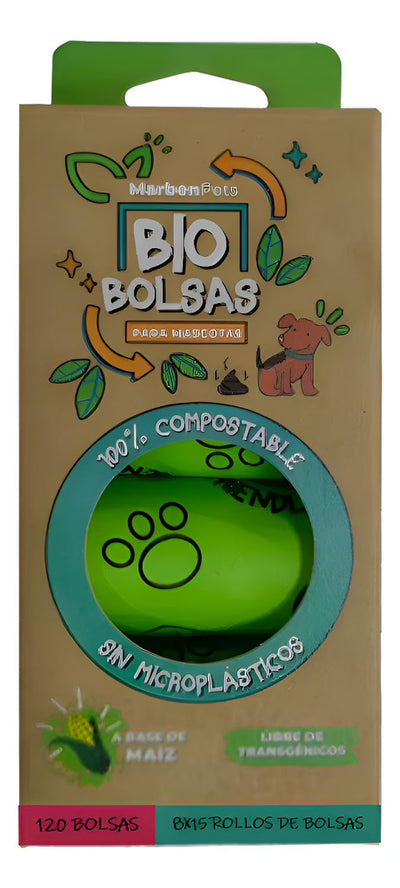Marbenpets Bio Bolsas 100% compostables para perros 120 unidades empaque