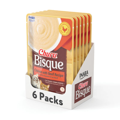 Churu Bisque pollo con carne pack 6 sobres snack cremoso para gato empaque