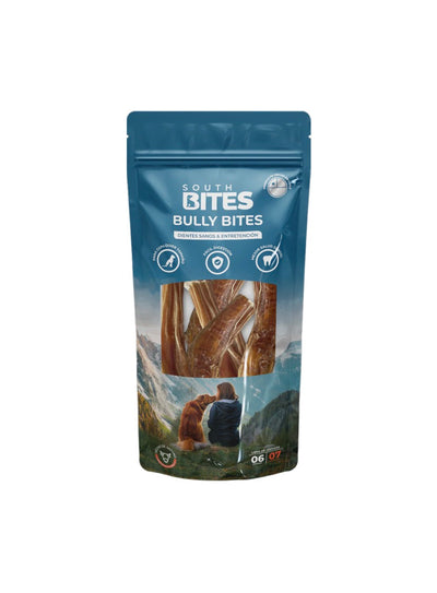 South Bites snack perro Bully Bites 6 unidades 7 cm empaque vista frontal