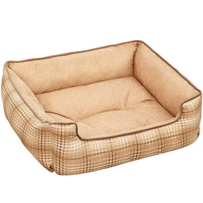Wonder Dog cama rectangular chenille perros y gatos beige vista frontal
