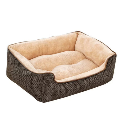 Wonder Dog cama rectangular chenille perros y gatos café vista frontal
