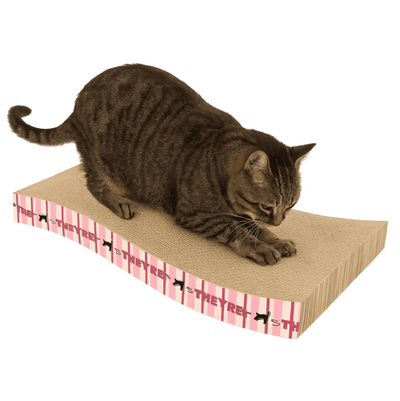 Rascador ondular para gatos 43x21.5x6.4 cm rosado vista frontal
