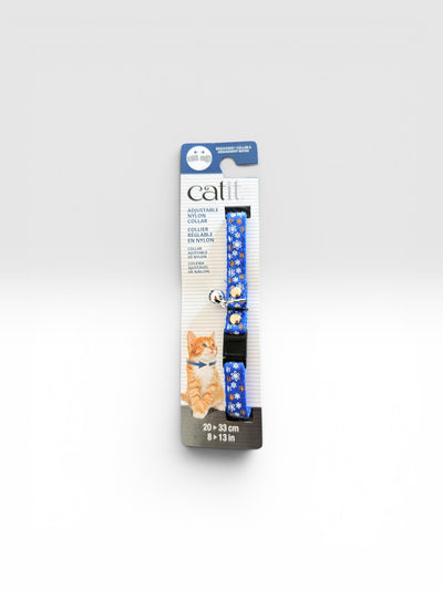Catit collar gato breakaway ajustable 20-33 cm azul flores vista frontal