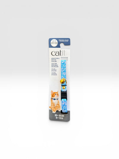 Catit collar gato breakaway ajustable 20-33 cm celeste corazones vista frontal