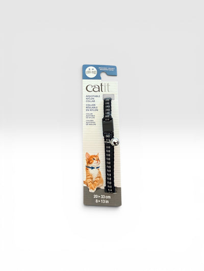 Catit collar gato breakaway ajustable 20-33 cm negro reflectante vista frontal