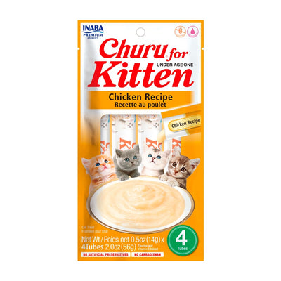 Churu gato cachorro pollo sobre 4 tubos 14 grs snack cremoso vista frontal