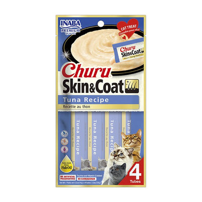 Churu Skin and Coat atún sobre 56 grs snack funcional para gato vista frontal