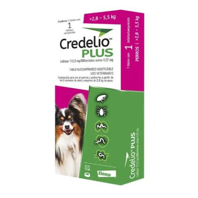 Credelio Plus antiparasitario perros 2.8 a 5.5 kg 1 comprimido empaque