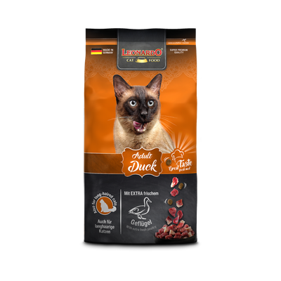 Leonardo Adult Duck alimento seco para gatos empaque frontal