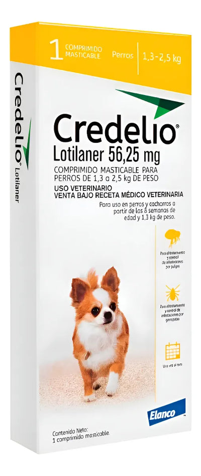 Credelio antiparasitario perros 1.3 a 2.5 kg 1 comprimido empaque