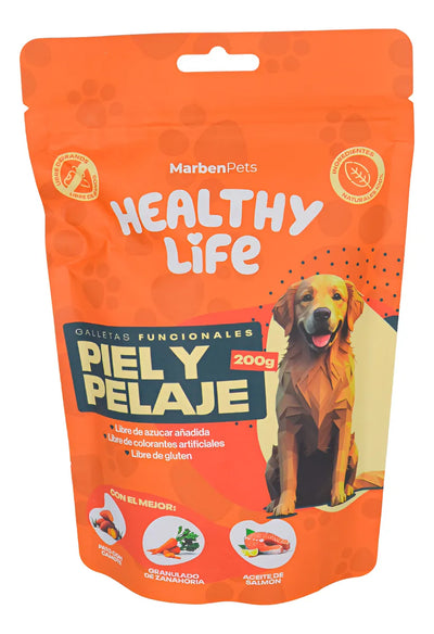 Marbenpets Healthy Life galletas piel y pelaje para perros 200 g empaque