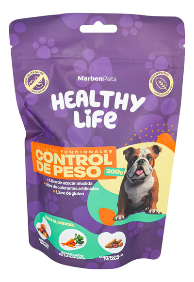 Marbenpets Healthy Life galletas control de peso para perros 200 g empaque