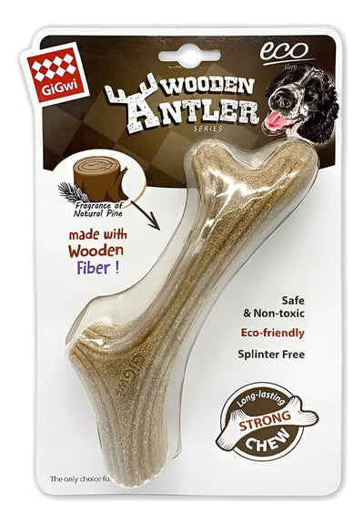 Gigwi Wooden Antler madera natural M juguete masticable perro