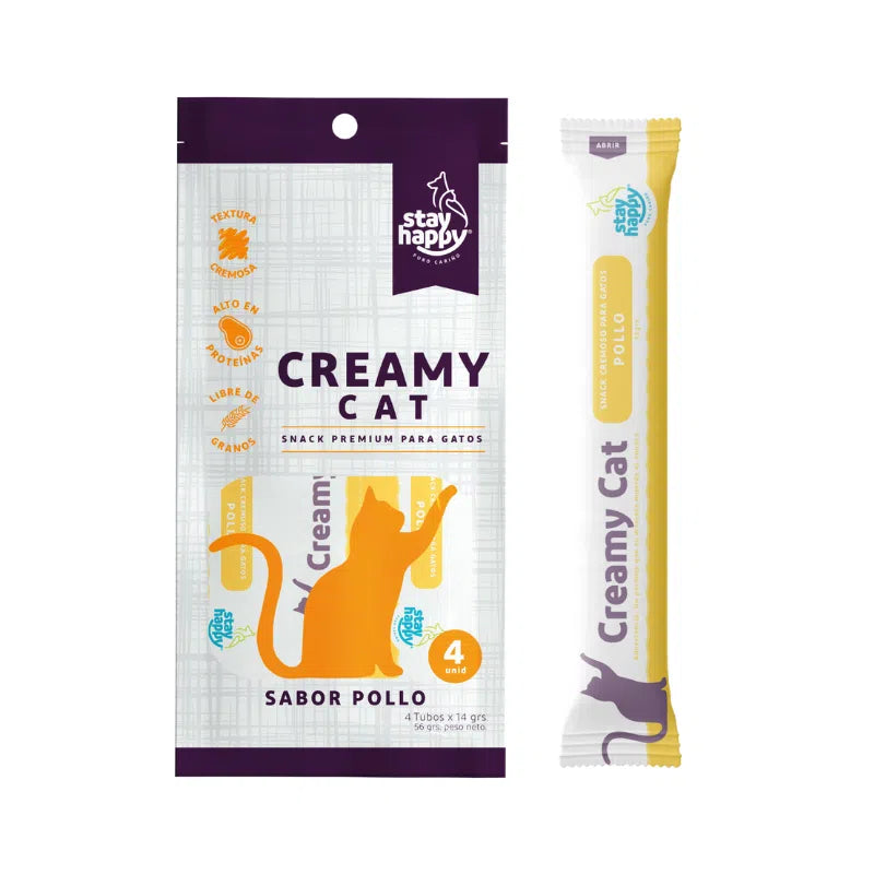 Stay Happy Creamy Cat Pollo 4 uds - Snack Gatos
