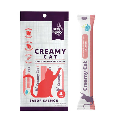 Stay Happy Creamy Cat salmón 4 unidades snack cremoso para gatos