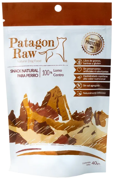Patagon Raw snack cerdo perros 40 grs empaque vista frontal