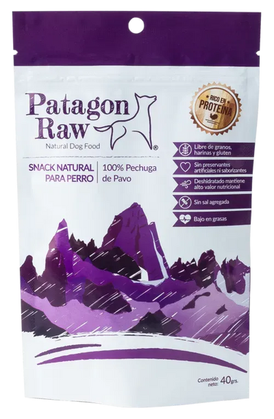 Patagon Raw snack pavo perros 40 grs empaque vista frontal