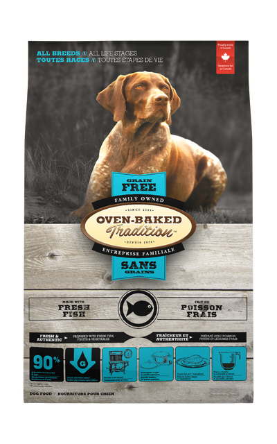 Oven Baked Tradition perro grain free pescado 11.34 Kg empaque frontal
