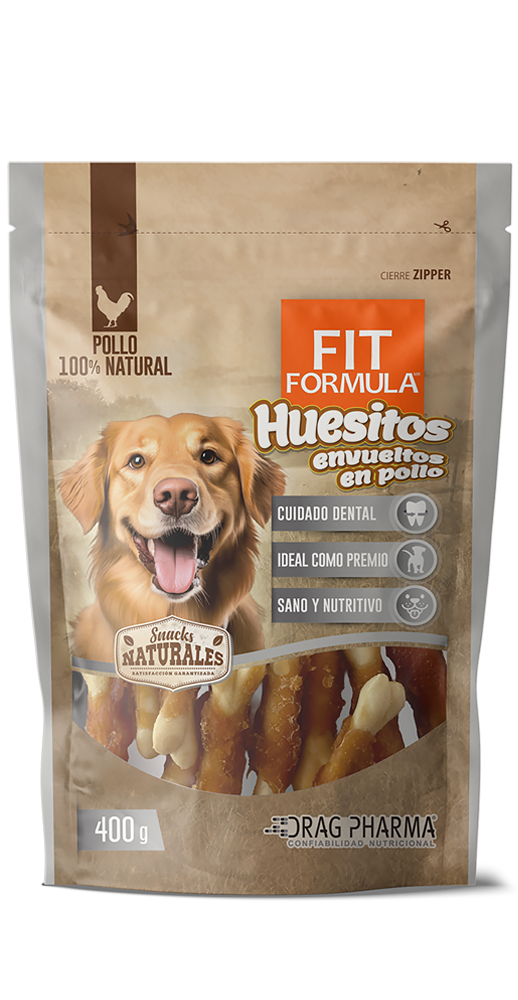 Fit Formula Snack Natural Huesitos Envueltos en Pollo 400 Grs