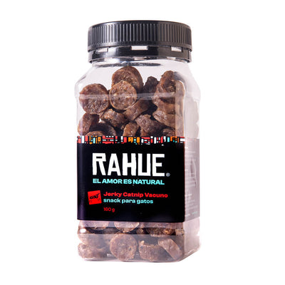Rahue Jerky catnip vacuno 160 g snack deshidratado para gatos empaque
