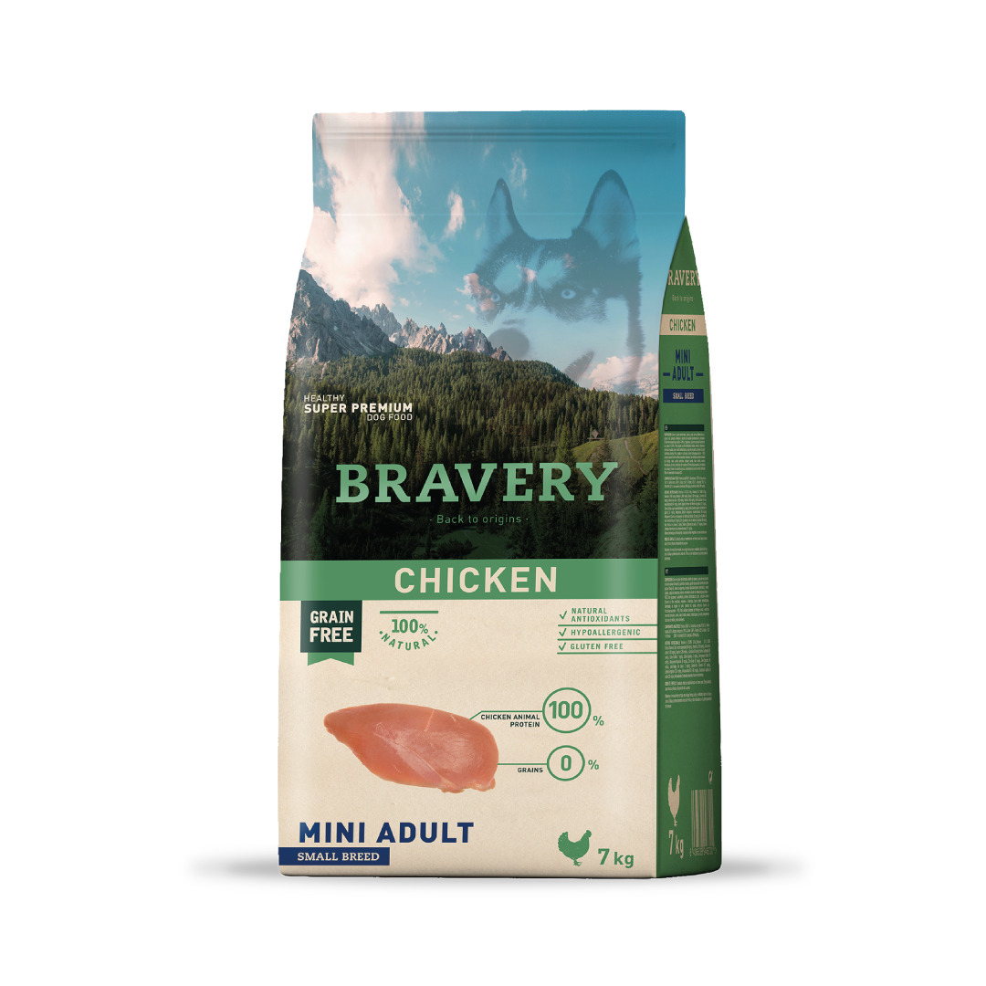 Bravery Pollo Perro Mini Adulto Razas Pequeñas 7 Kg