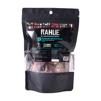 Rahue pulmón de cordero 50 g snack deshidratado para perros empaque