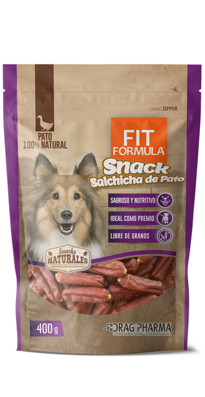 Fit Formula snack natural salchicha de pato para perro empaque