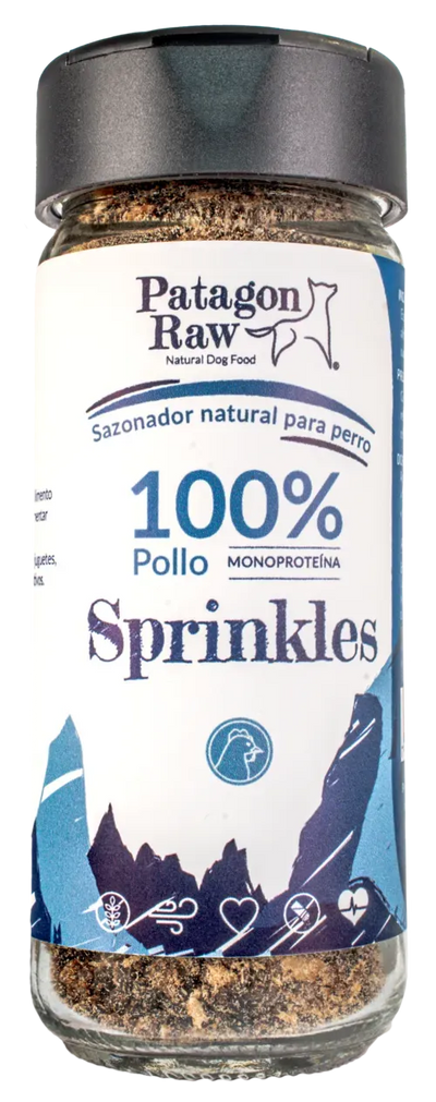 Patagon Raw sprinkles 100% pollo perros 60 grs empaque vista frontal