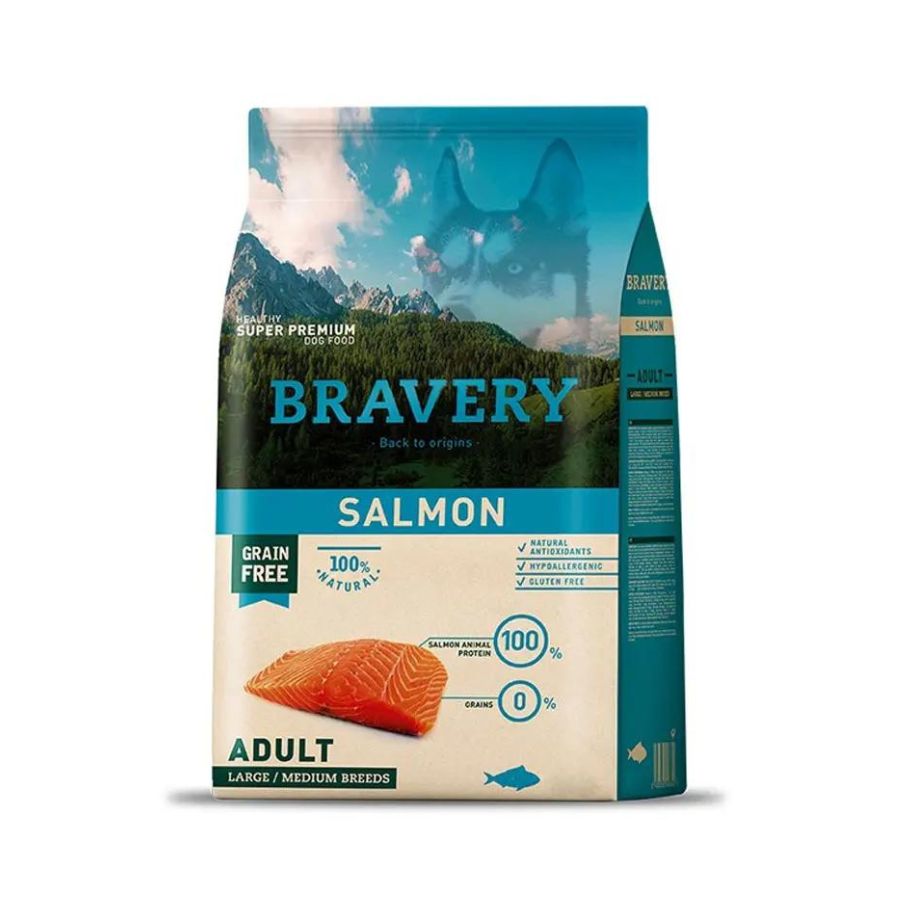 Bravery Perro Adulto Grain Free Salmón Razas Medianas y Grandes 12 Kg