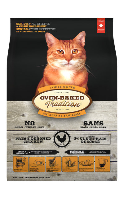 Oven Baked Tradition gato senior y control de peso pollo 2.27 Kg vista frontal