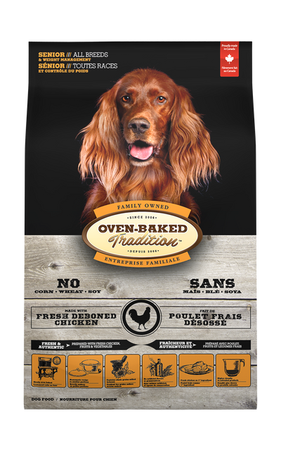 Oven Baked Tradition perro senior control de peso pollo 11.34 Kg vista frontal