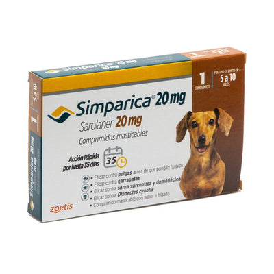 Simparica antiparasitario perro 5 a 10 kg 1 comprimido masticable empaque