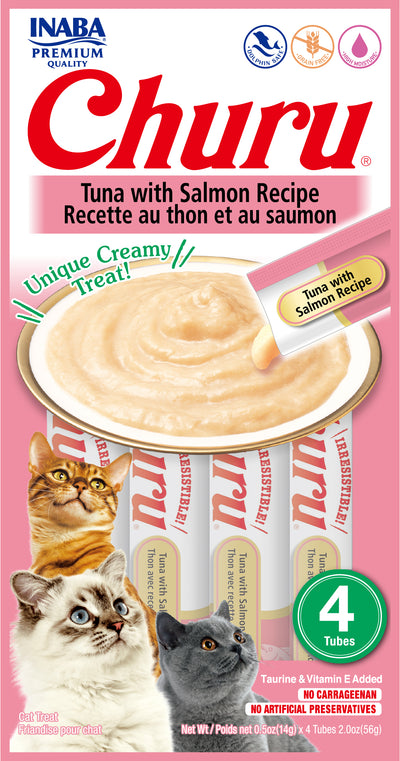 Churu snack líquido sabor atún con salmón para gatos 4 tubos 14 grs vista frontal