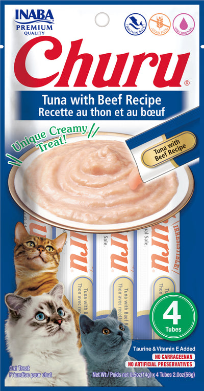 Churu snack líquido sabor atún con carne para gatos 4 tubos 14 grs vista frontal
