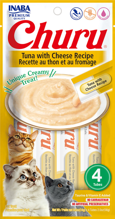 Churu snack líquido sabor atún con queso para gatos 4 tubos 14 grs vista frontal