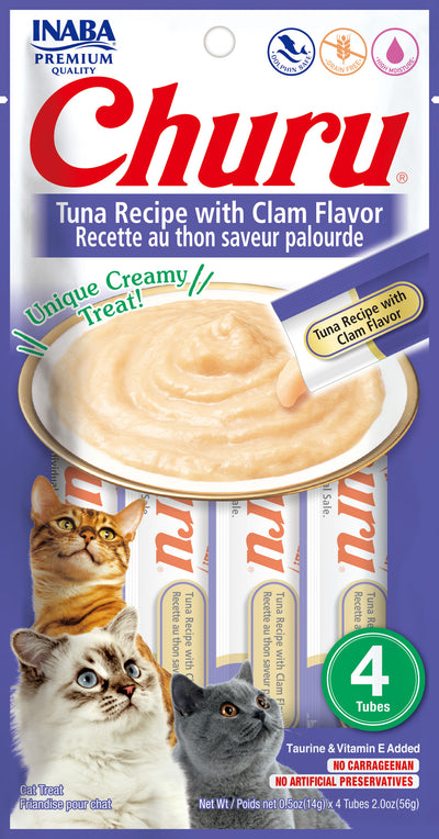 Churu snack líquido sabor atún con almeja para gatos 4 tubos 14 grs vista frontal