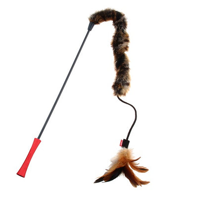 Gigwi Feather Teaser varilla con cola de felpa juguete para gatos vista frontal