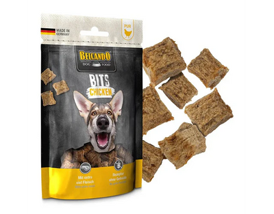 Belcando snack bits pollo 90 grs para perro empaque vista frontal