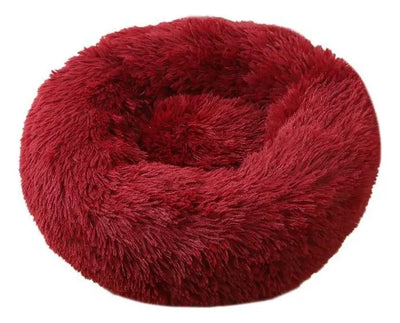 Wonder Dog cama antiestrés dona plush para perros y gatos burdeo detalle