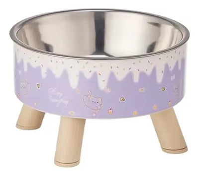 Plato comedero elevado perros y gatos morado 450 ml con gatitos